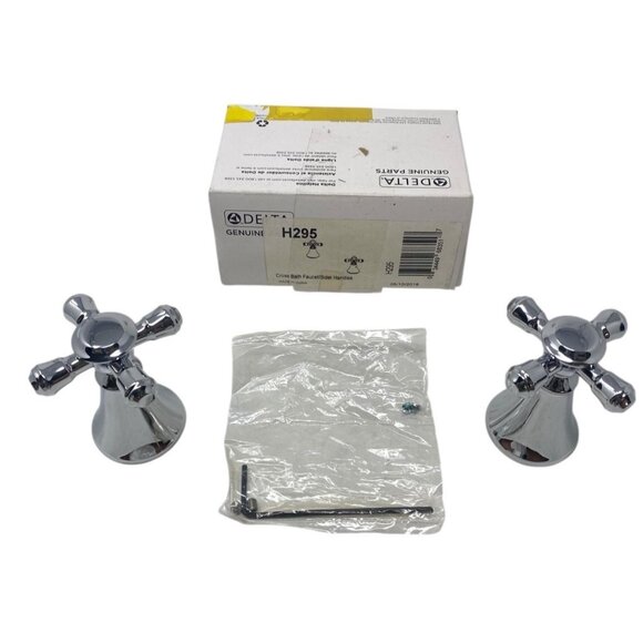 Delta H295 Cassidy Set of Two Cross Handles for Bathroom Faucet - Chrome - Picture 1 of 4